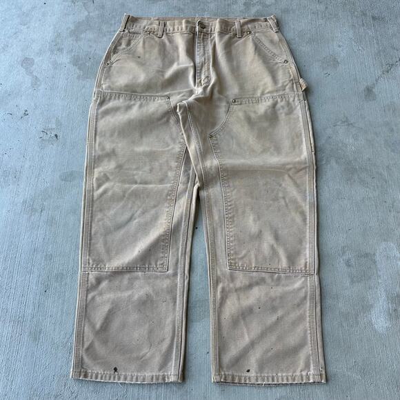 Vintage Y2K Carhartt brown double knee work wear carpenter pants - Picture 1 of 7